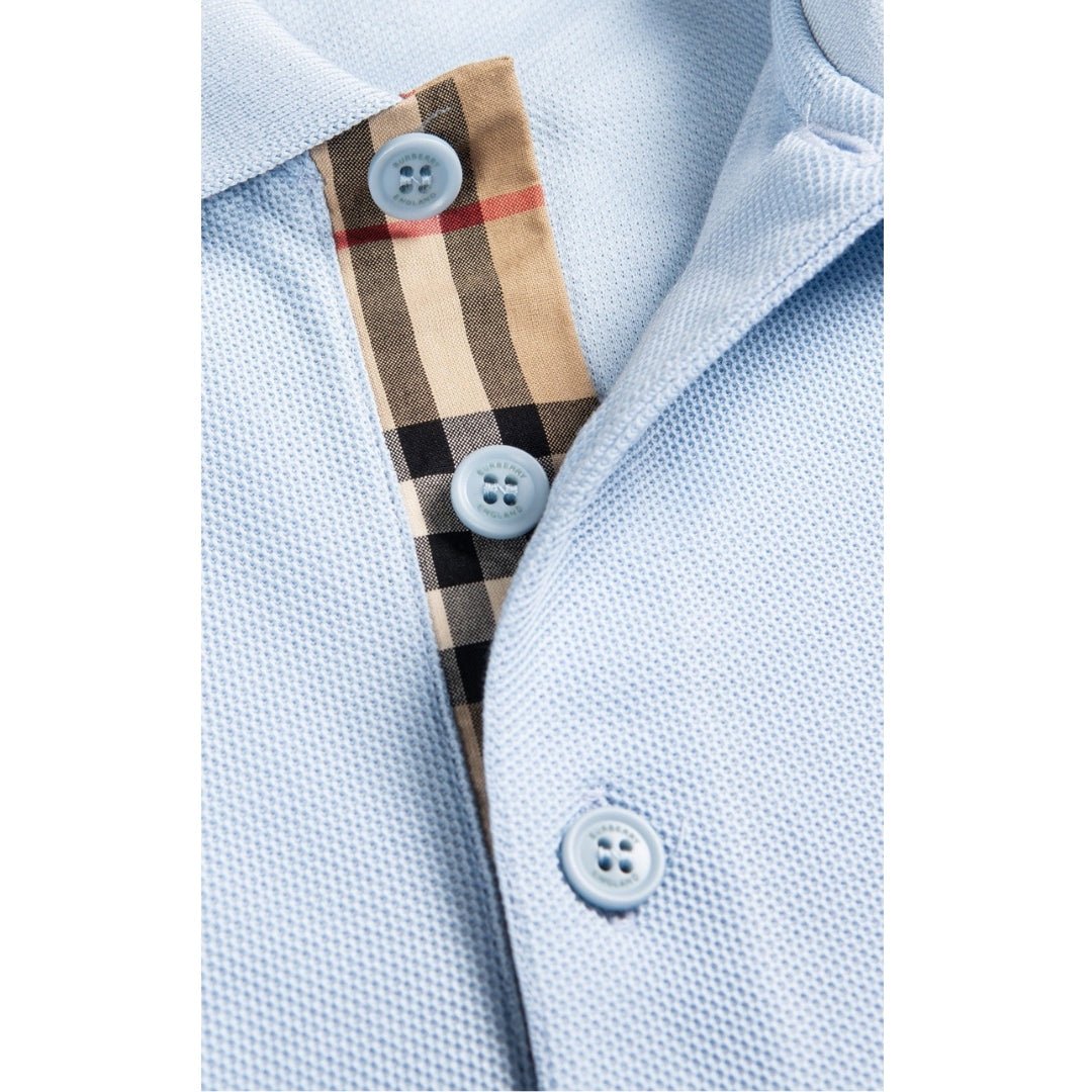 Burberry Branded Circle Logo Sky Blue Polo Shirt - True Labels