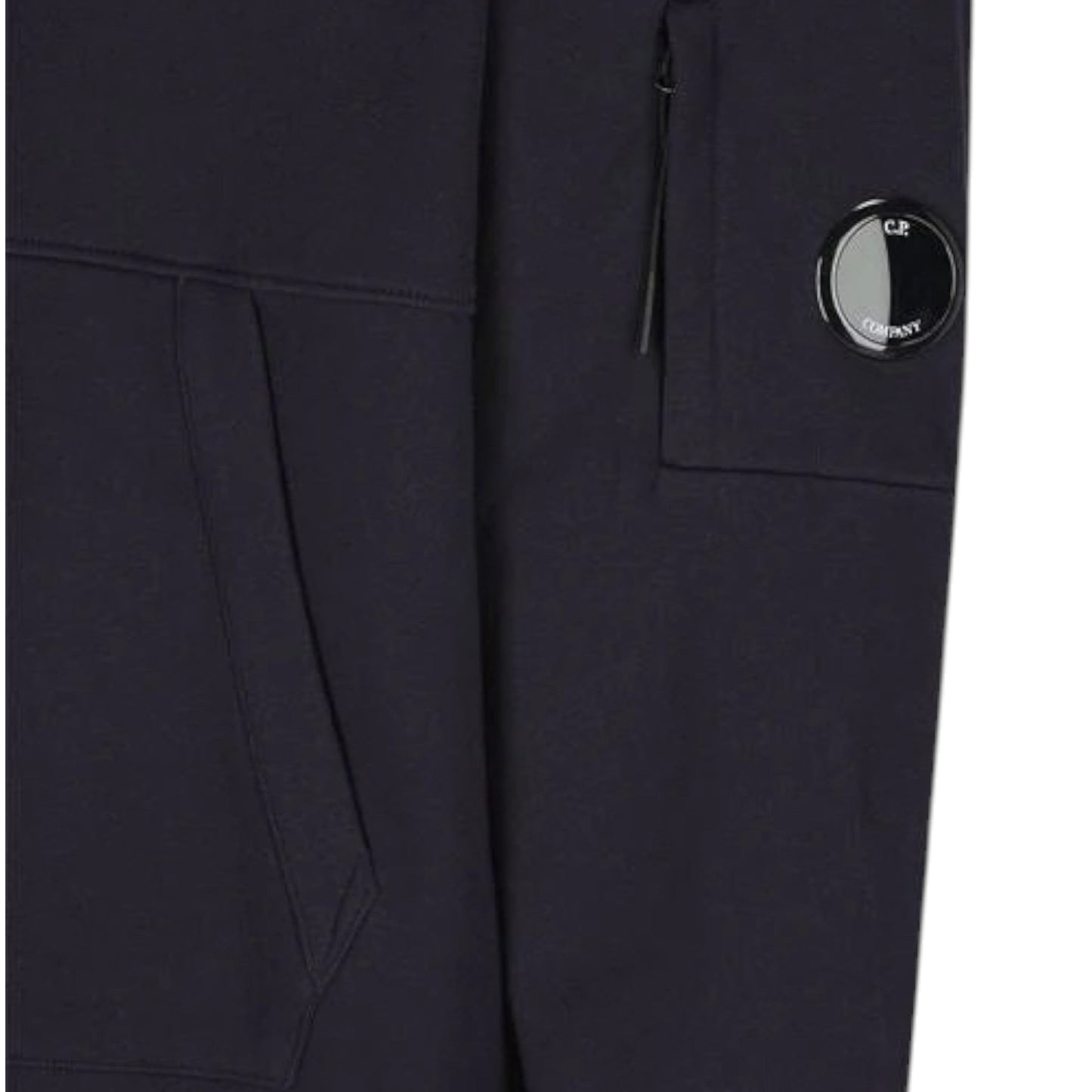 C.P. Company Brushed Cotton Fleece Navy Blue Hoodie - True Labels