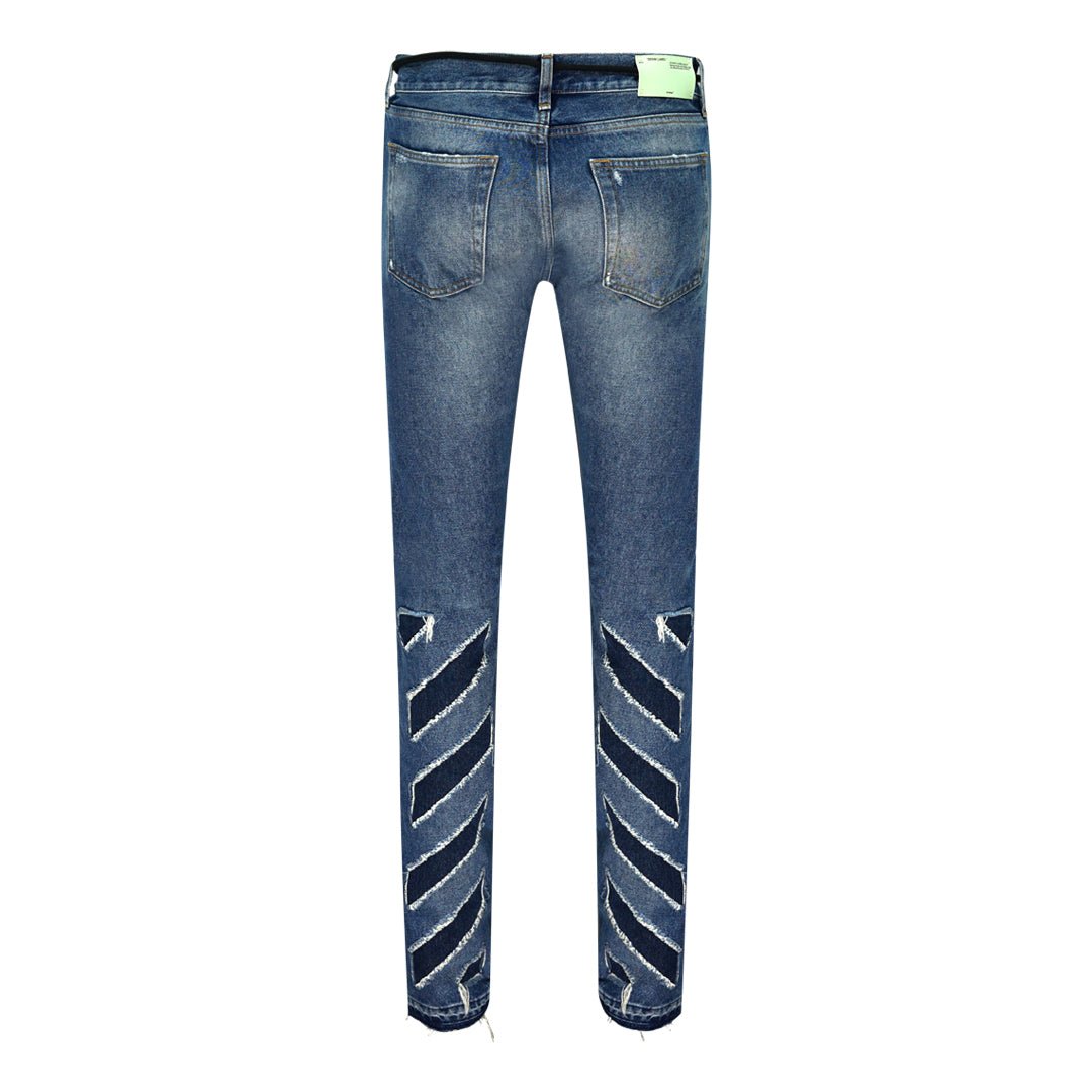 Off - White Diags Stripes Blue Jeans - True Labels