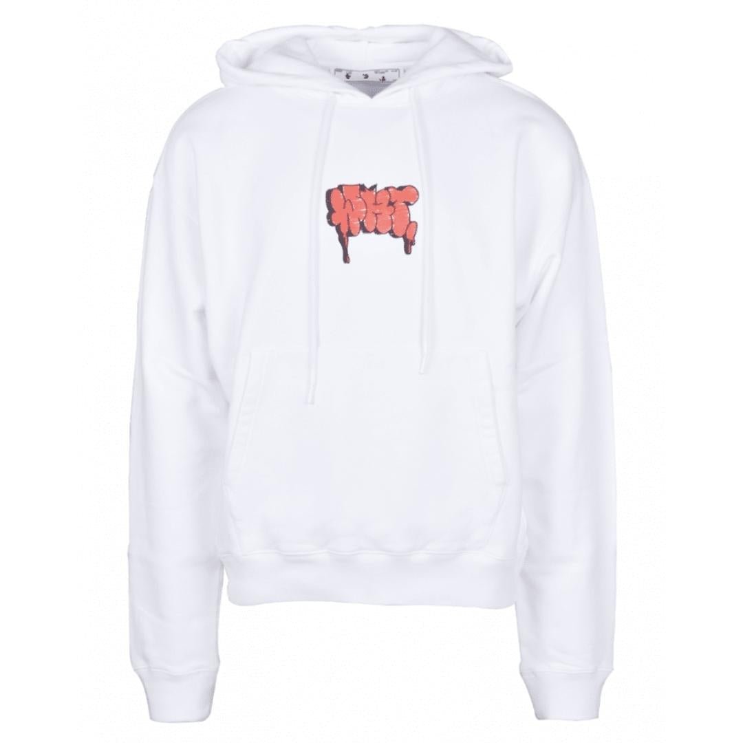 Off - White Graffiti Paint Logo White Hoodie - True Labels