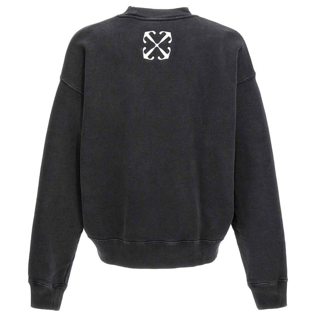 Off White St Matthew Design Skate Fit Washed Black Sweatshirt