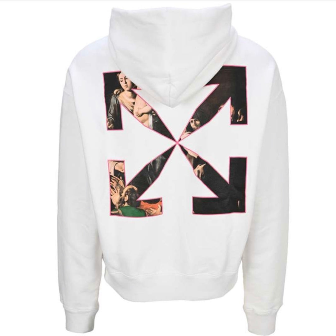 Off White Sprayed Caravaggio Oversized White Hoodie