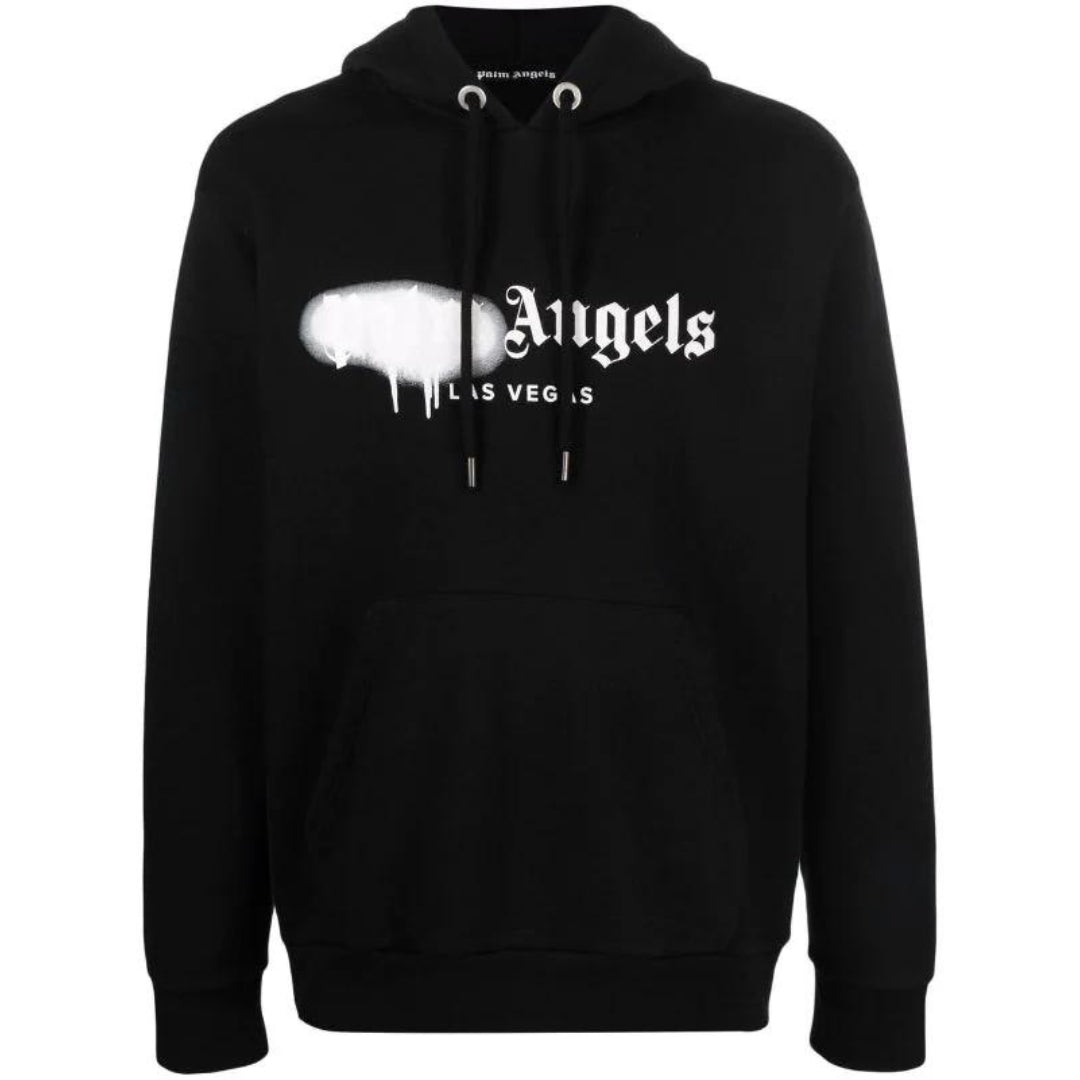 Palm Angels Las Vegas Spray Paint Logo Black Hoodie - True Labels