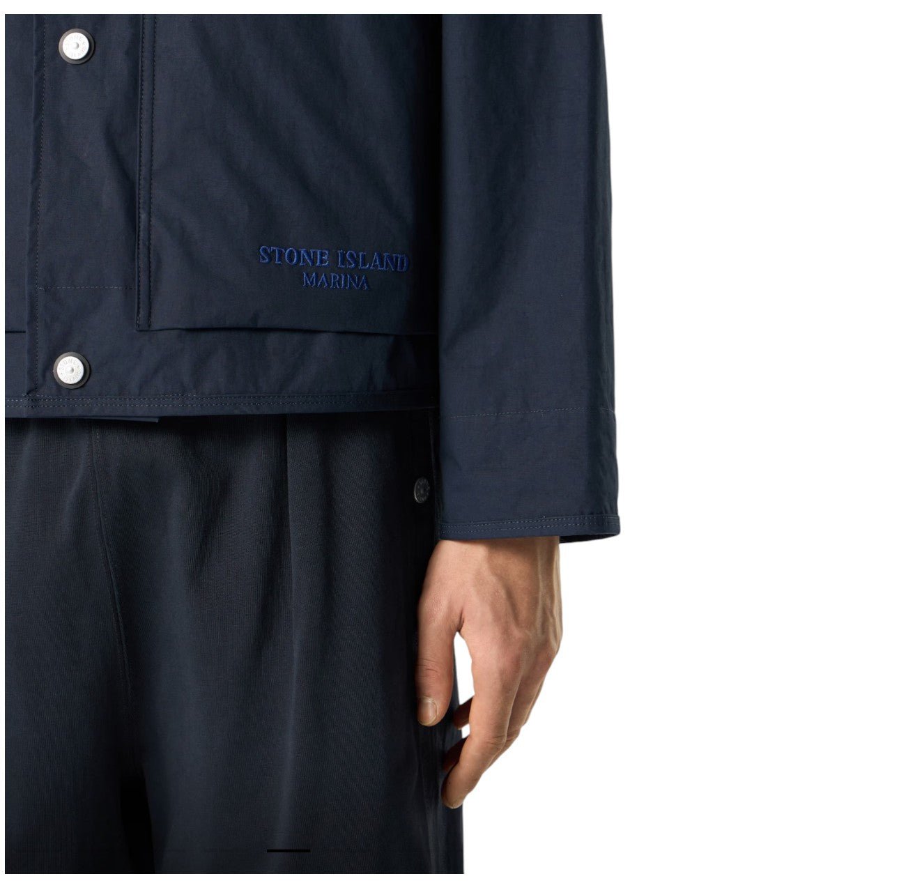 Stone Island, Marina Aluminium Tela Hooded Navy Jacket