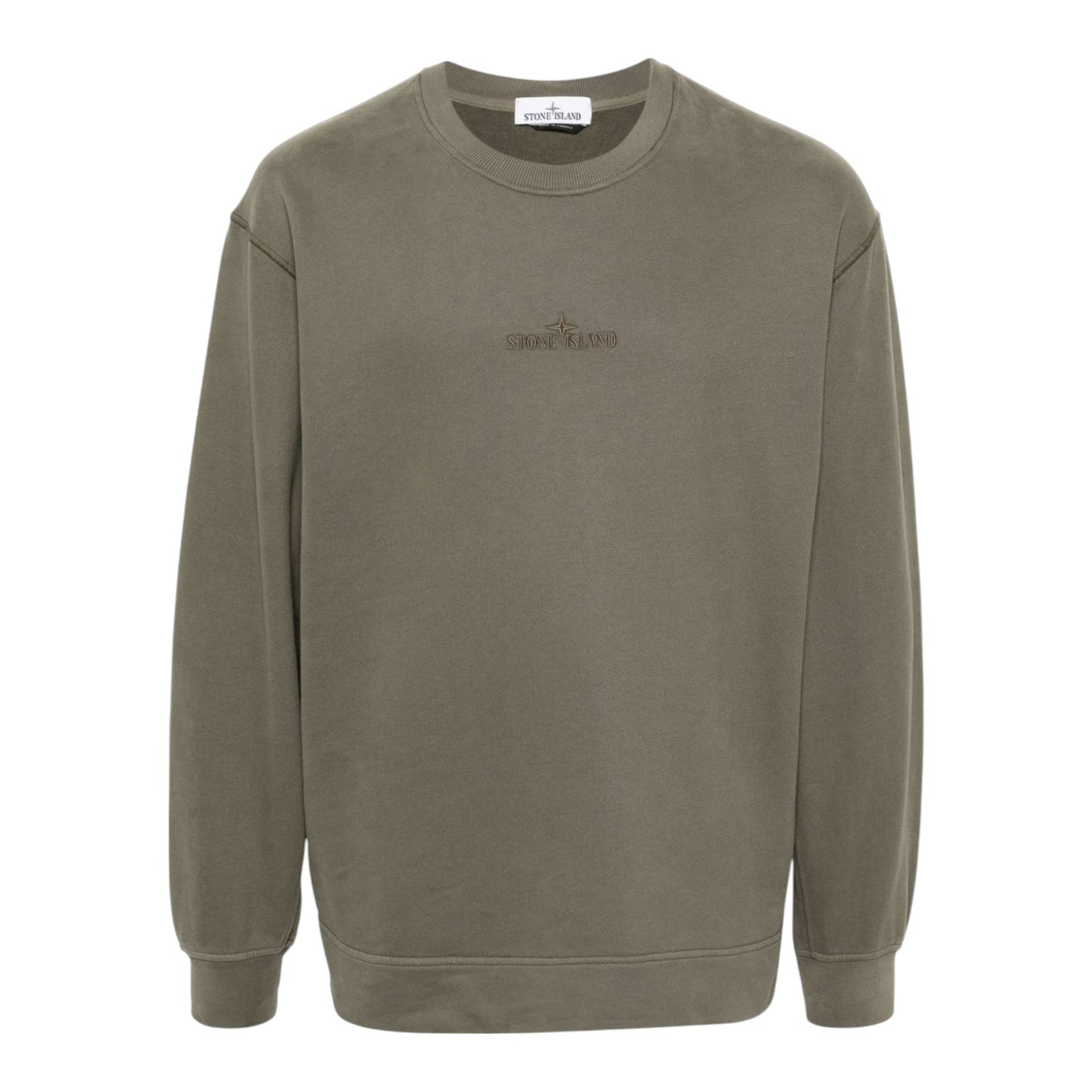 Stone Island Military Green Embroidered Logo Sweatshirt - True Labels