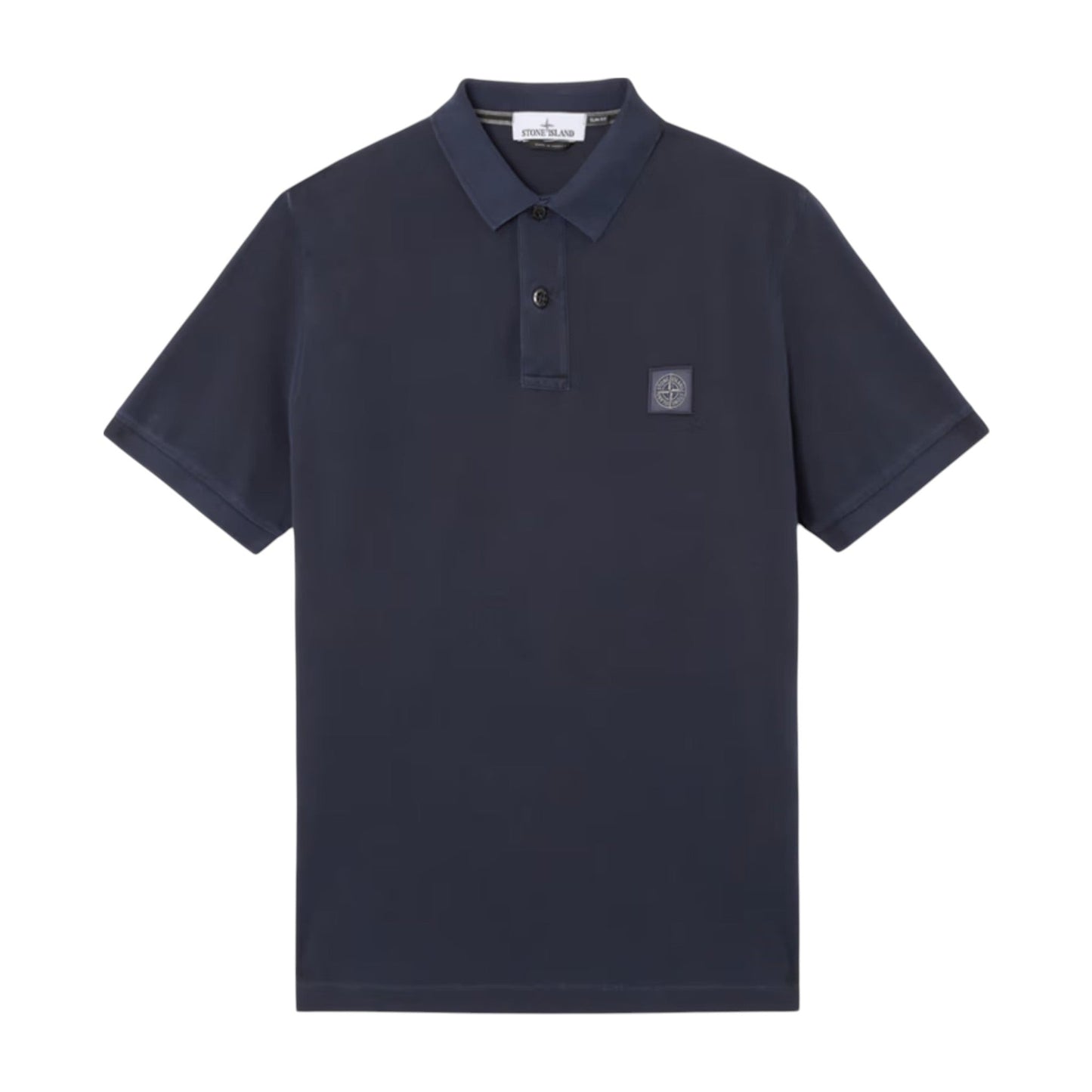 Stone Island Organic Cotton Elastane Pique Navy Polo Shirt - True Labels
