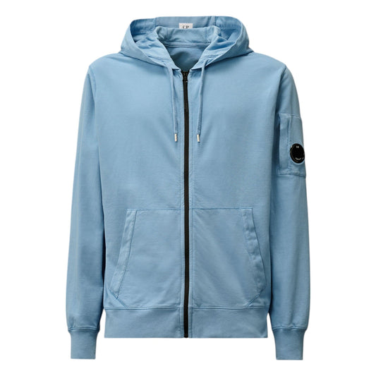 C.P. Company Light Fleece Lens Blue Zip-Up Hoodie
