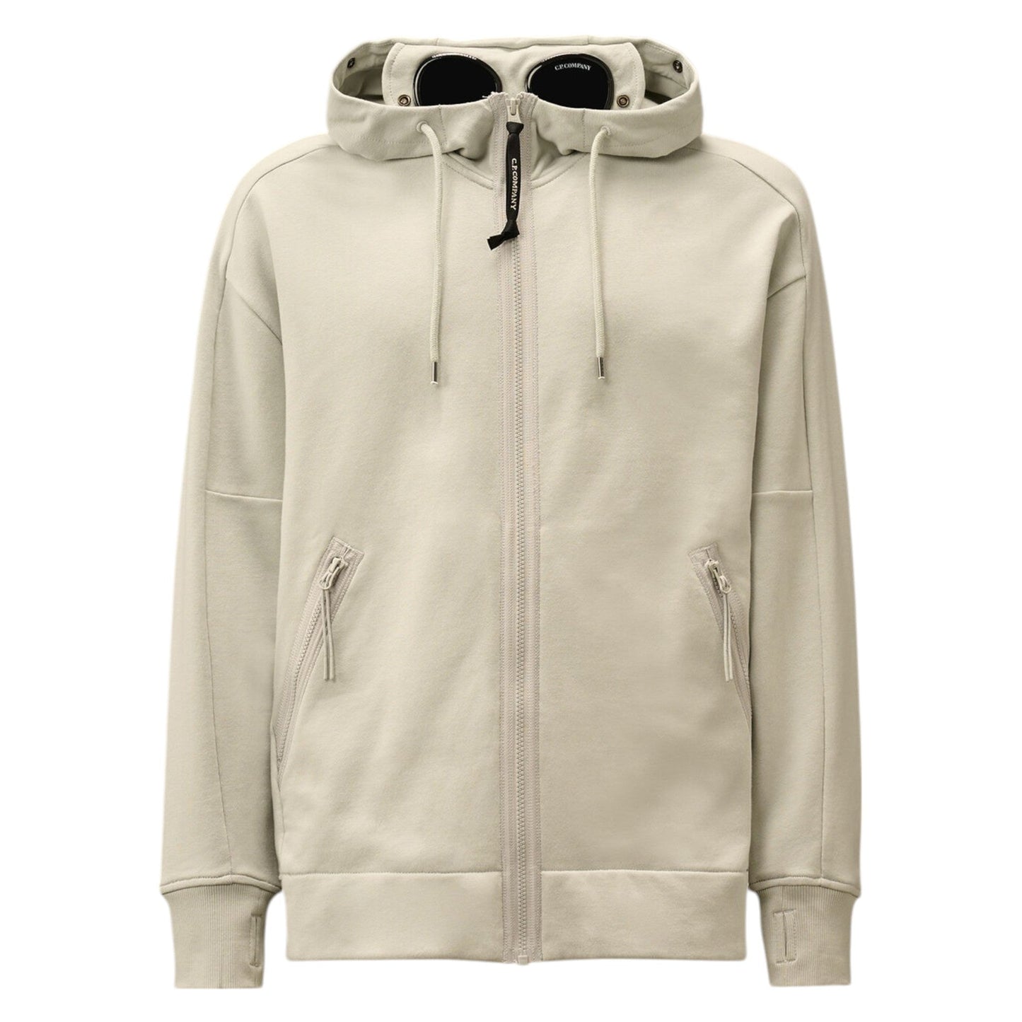 C.P. Company Diagonal Rasied Fleece Zip Up Goggle Grey Hoodie