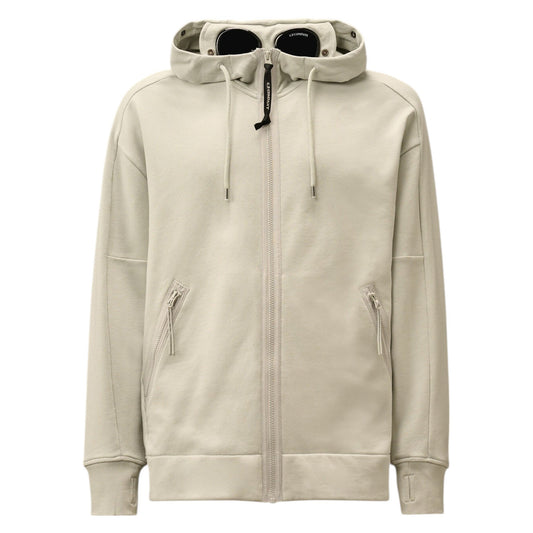 C.P. Company Diagonal Rasied Fleece Zip Up Goggle Grey Hoodie