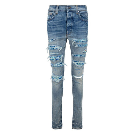 Amiri Brand Embossed Ripped Blue Jeans - True Labels