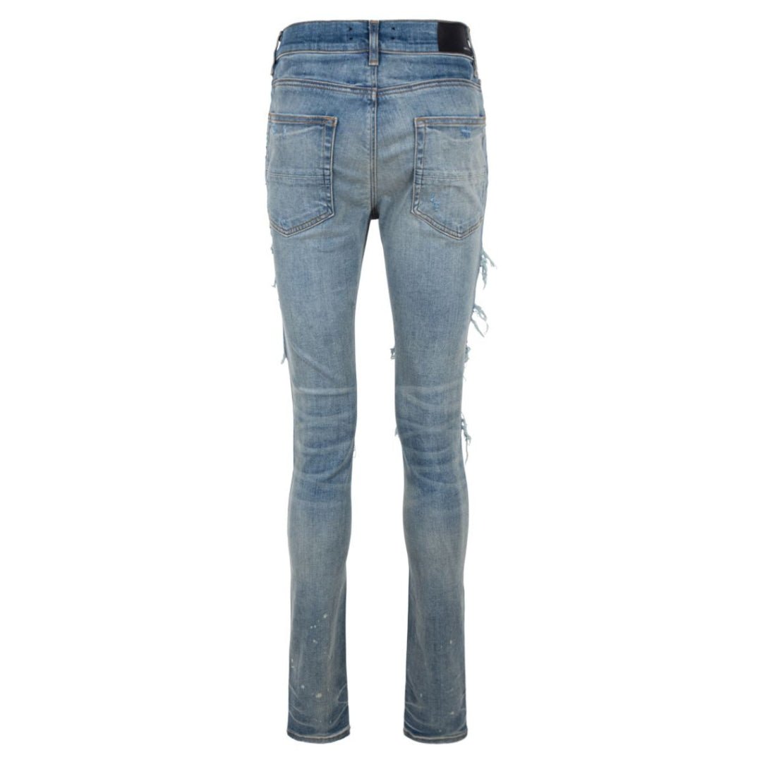 Amiri Brand Embossed Ripped Blue Jeans - True Labels