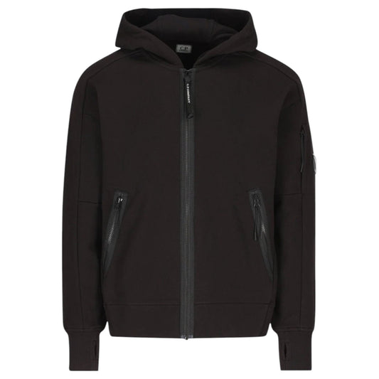 C.P. Company Black Zip Closure Hooded Sweatshirt - True Labels