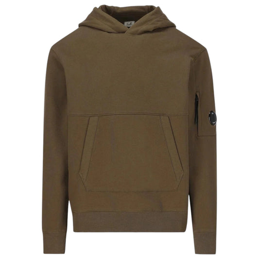 C.P. Company Brushed Cotton Fleece Green Hoodie - True Labels