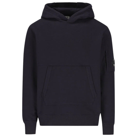 C.P. Company Brushed Cotton Fleece Navy Blue Hoodie - True Labels