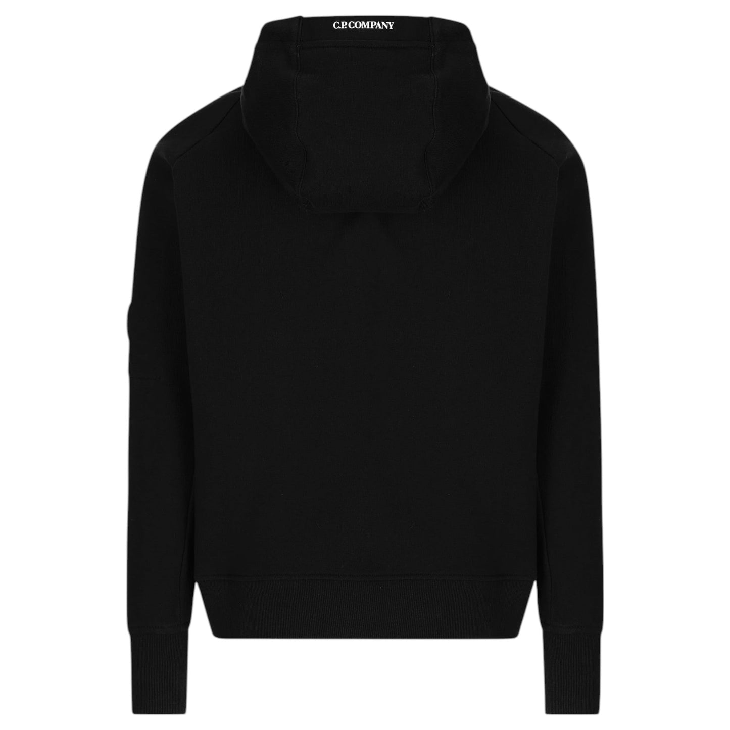 C.P. Company Diagonal Raised Fleece Zip - Up Black Hoodie - True Labels