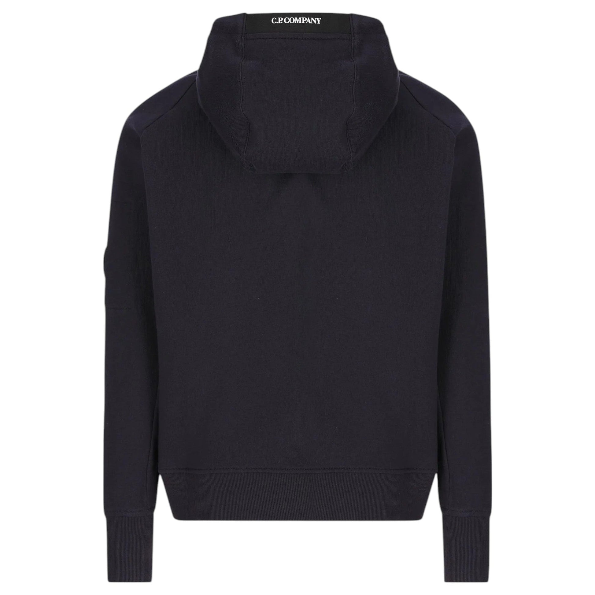 C.P. Company Diagonal Raised Fleece Zip - Up Navy Hoodie - True Labels