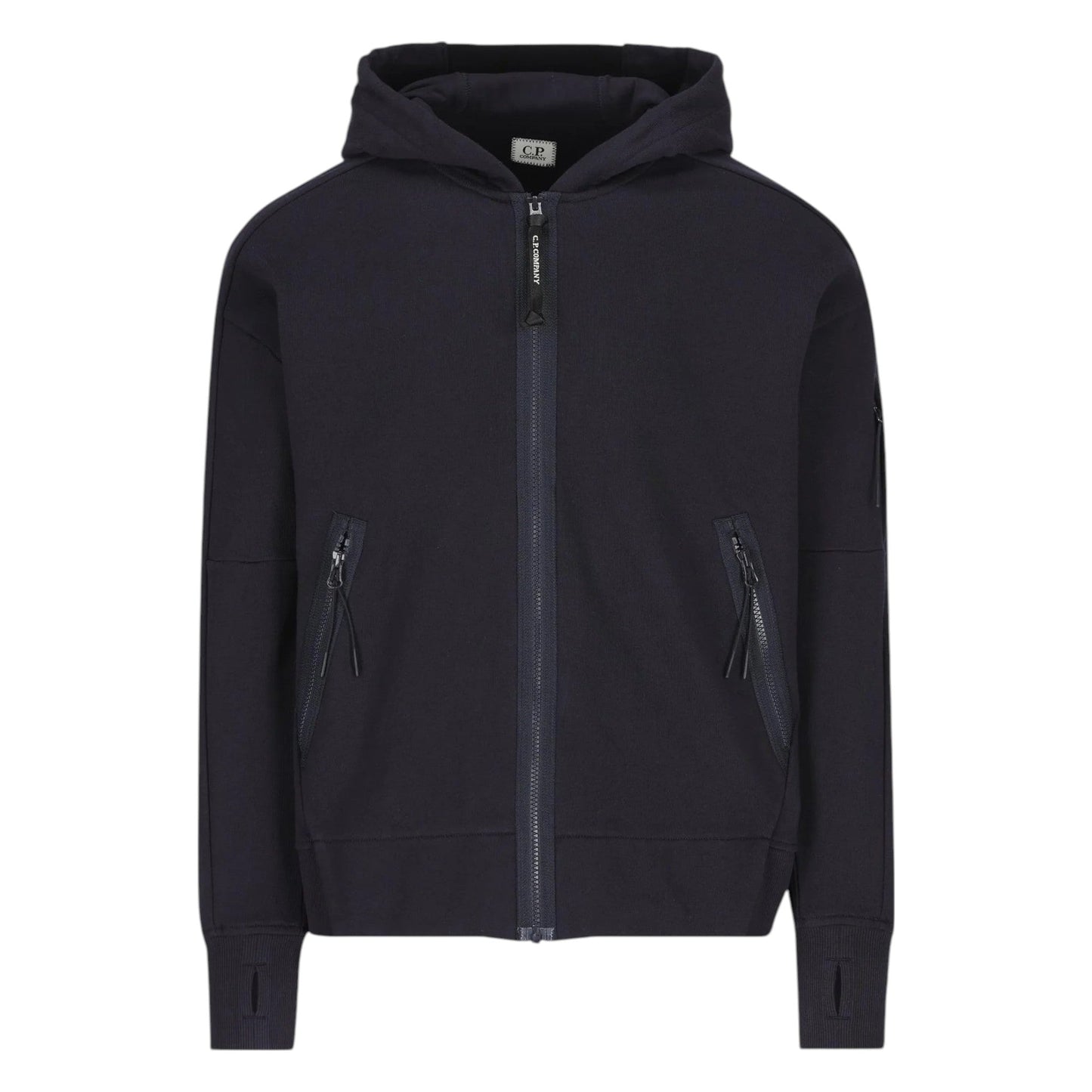 C.P. Company Diagonal Raised Fleece Zip - Up Navy Hoodie - True Labels