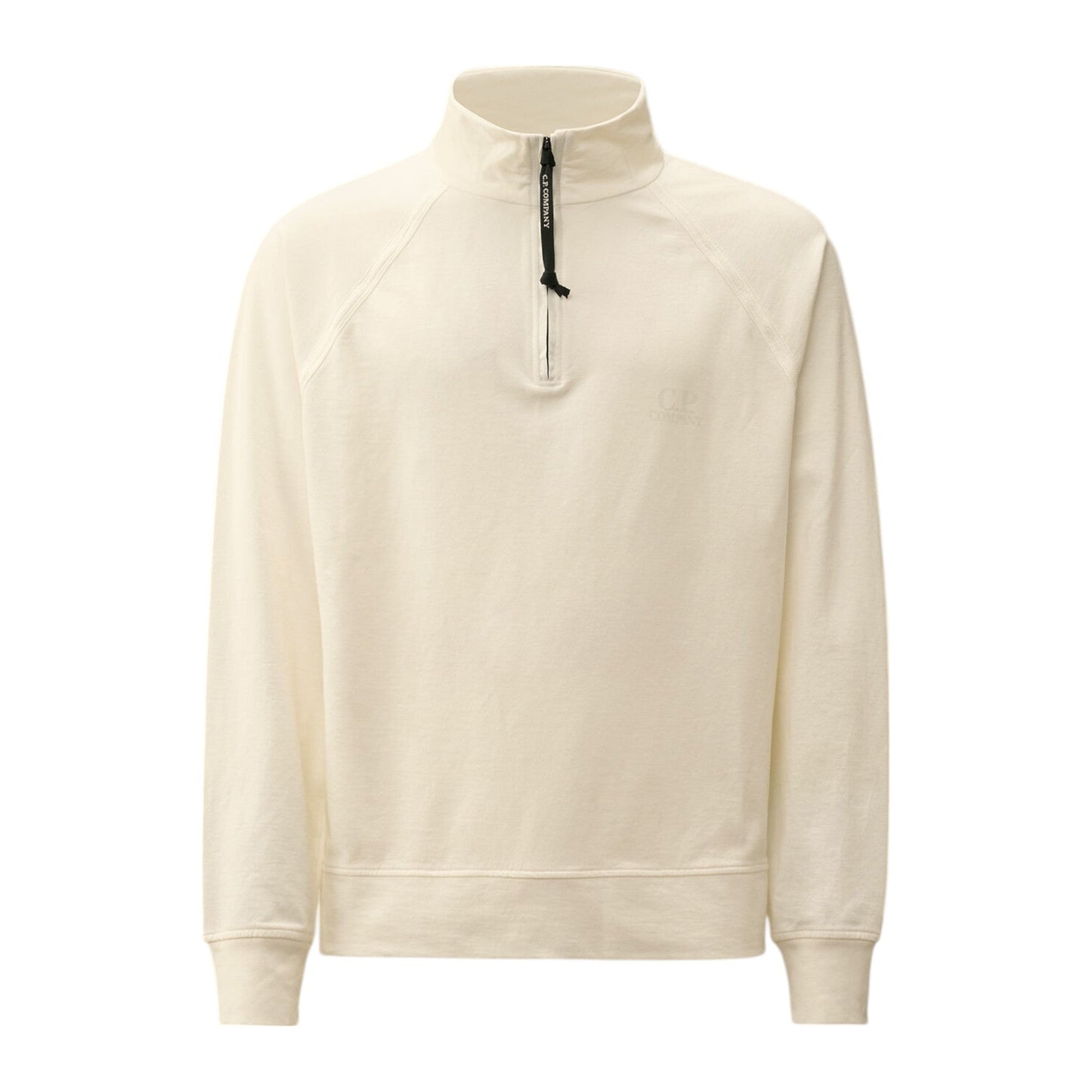 C.P. Company Light Fleece 1/4 Zip White Chest Logo Sweatshirt - True Labels