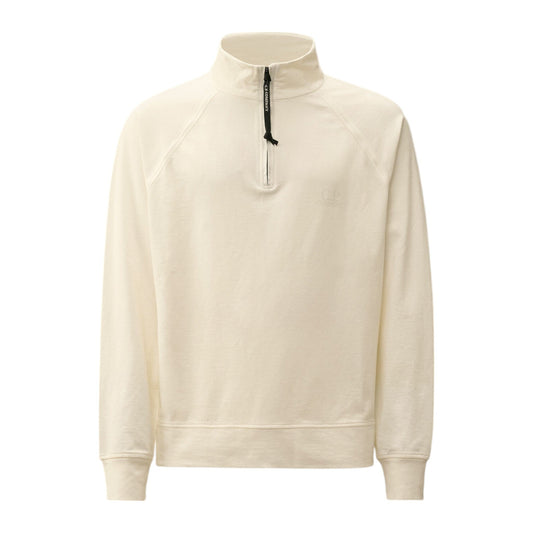 C.P. Company Light Fleece 1/4 Zip White Chest Logo Sweatshirt - True Labels
