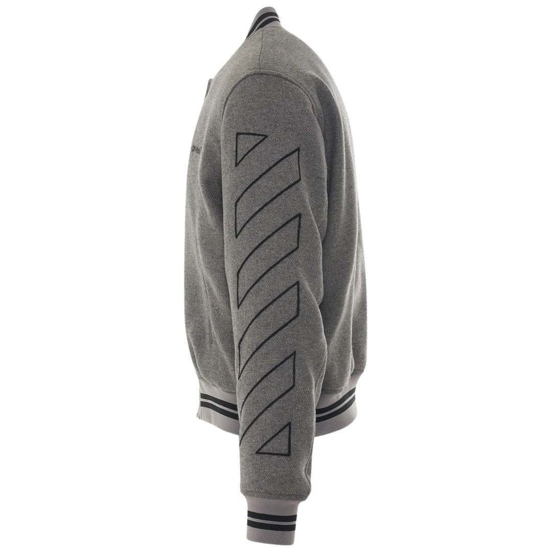 Off - White Diag Outline Grey Varsity Jacket - True Labels