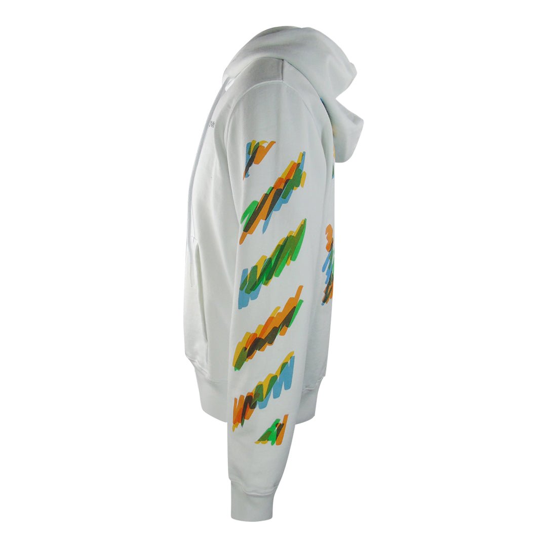 Off-White Mens Multicolour Diag Hoodie White