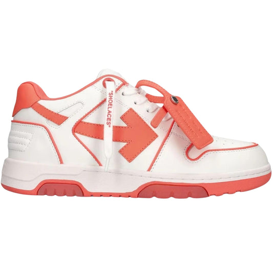 Off - White Out Of Office Coral Red Calf Leather Sneakers - True Labels
