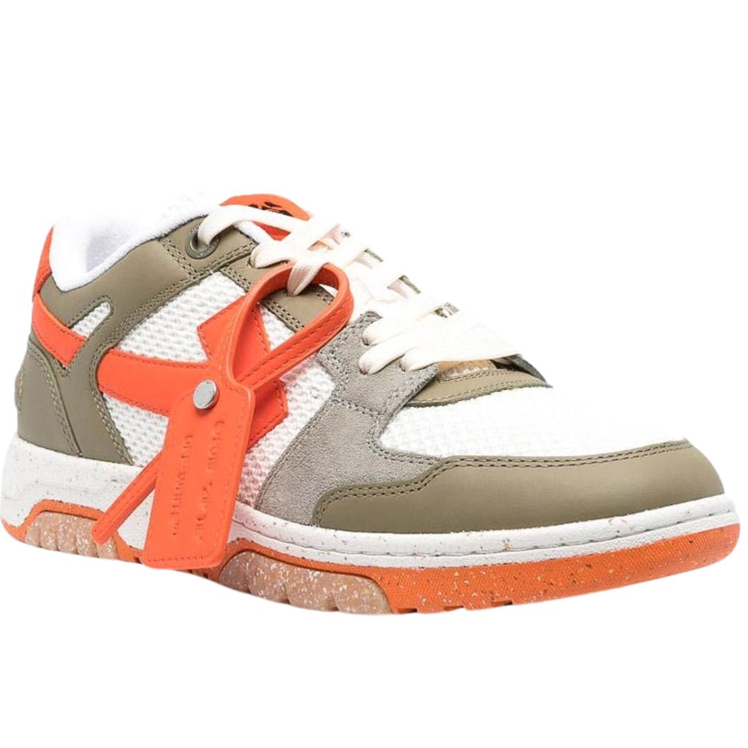 Off - White Out Of Office Slim Green Comb Leather Sneakers - True Labels