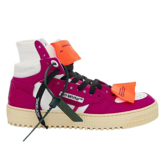 Off White Pink Leather Trainers - True Labels