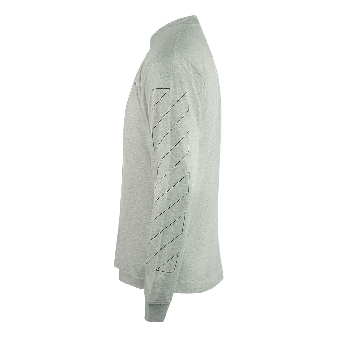 Off - White Skate Fit Diag Outline Grey Long Sleeve T-Shirt - True Labels
