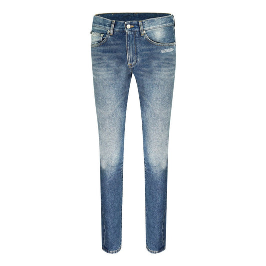 Off - White Slogan Print Blue Jeans - True Labels