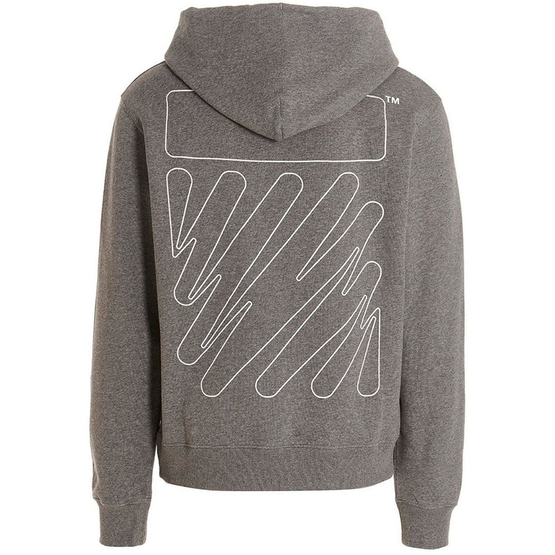 Off - White Wave Outline Diag Design Grey Slim Hoodie - True Labels