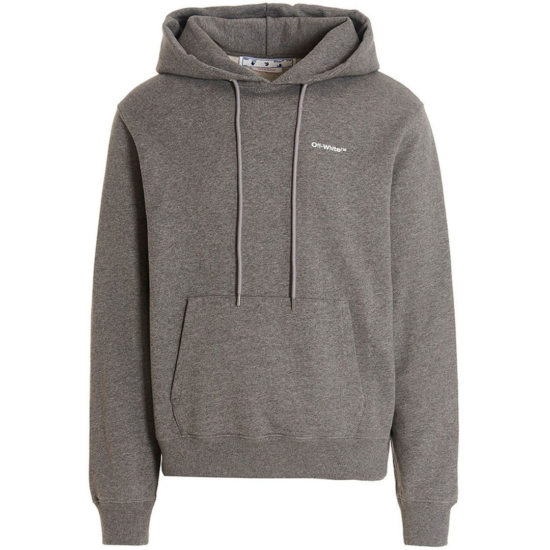 Off - White Wave Outline Diag Design Grey Slim Hoodie - True Labels