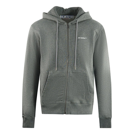 Off - White Wave Outline Diag Design Grey Slim Zip - Up Hoodie - True Labels