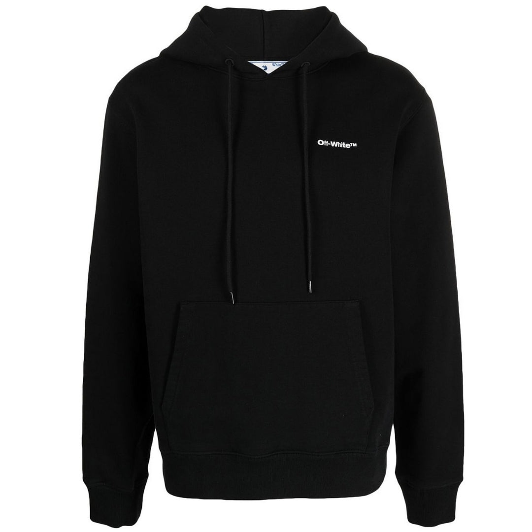 Off White Wave Outline Diag Design Black Slim Hoodie