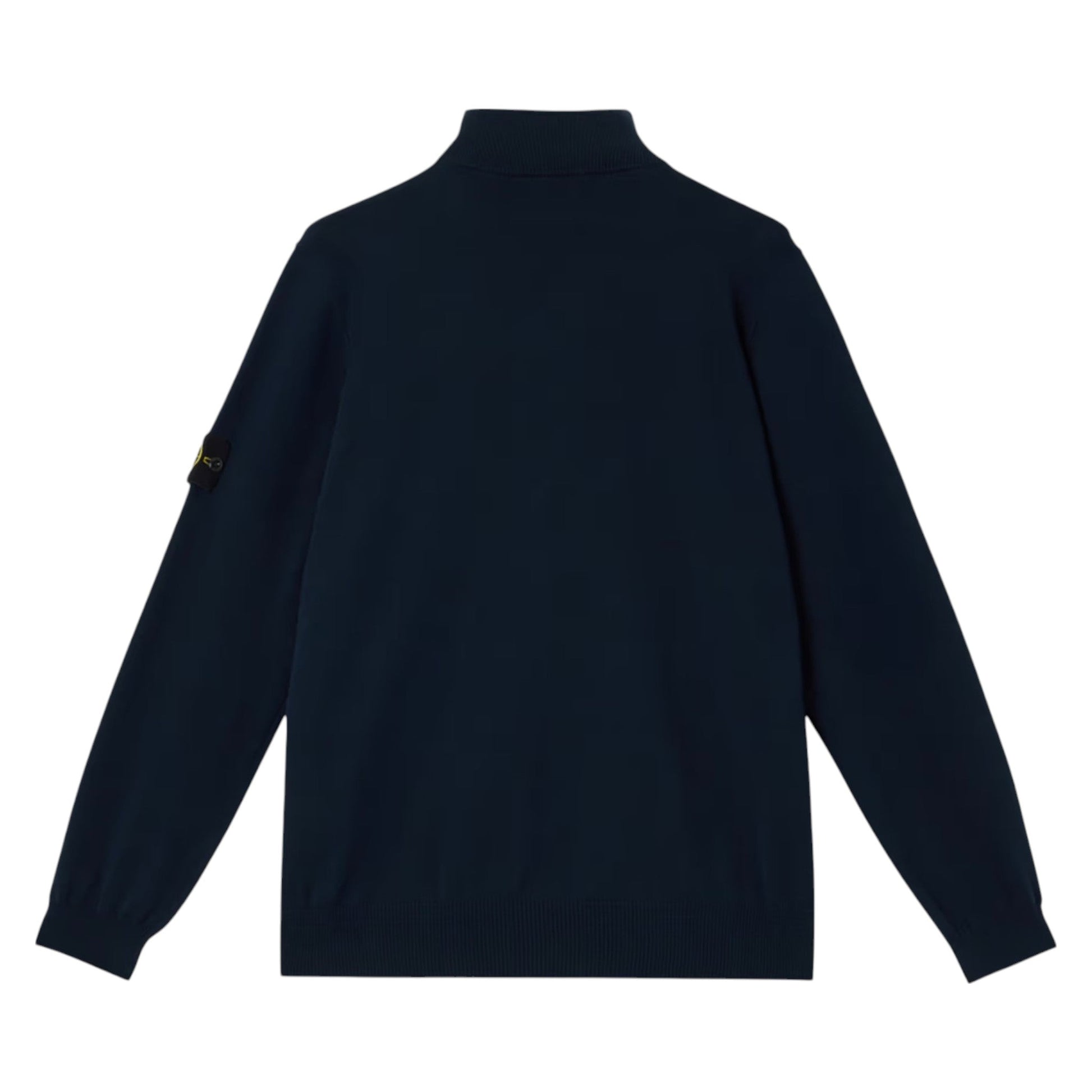 Stone Island 1/4 Zip Navy Ribbed Collar Sweatshirt - True Labels