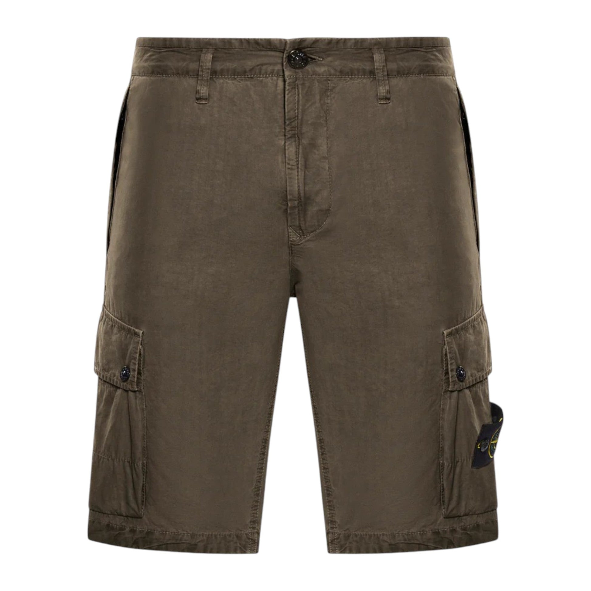 Stone Island Bermuda Cargo Military Green Slim Shorts - True Labels