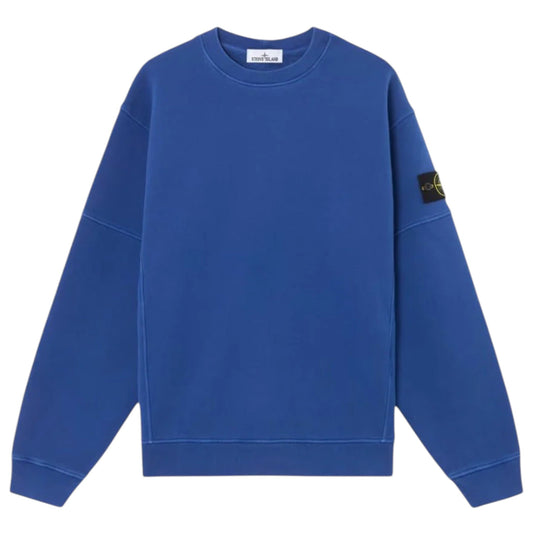 Stone Island Blue Organic Cotton Sweatshirt 'Old Effect' - True Labels