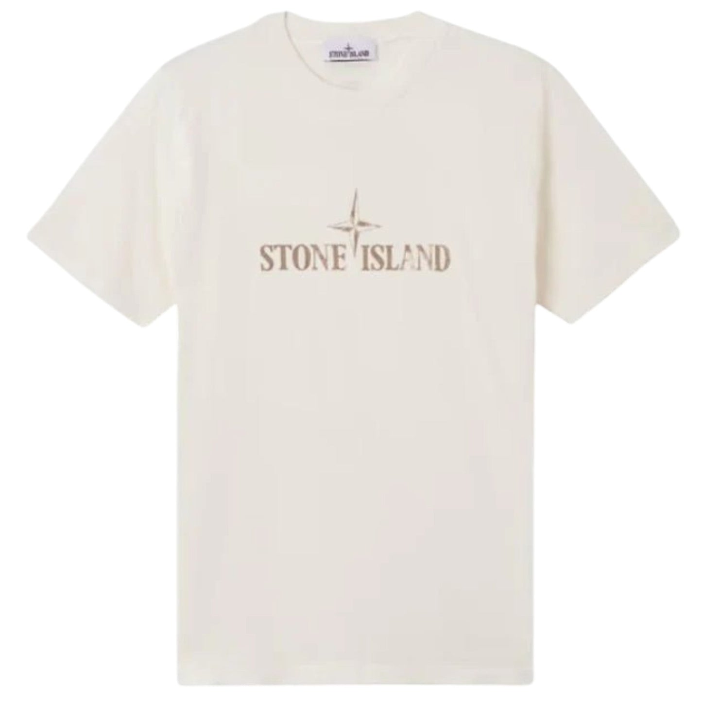 Stone Island Logo Printed Crewneck T-Shirt - Ivory - True Labels
