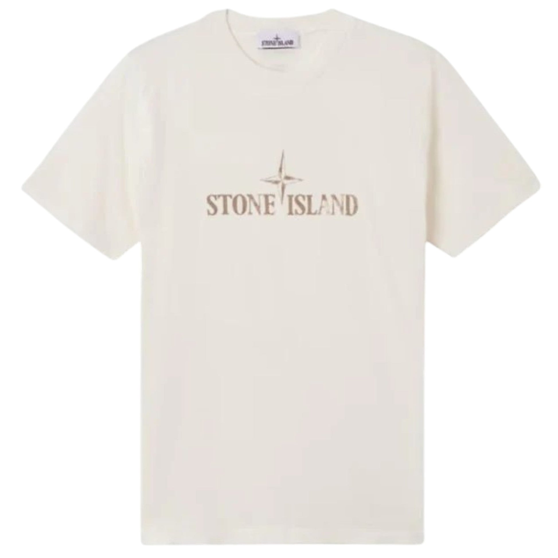 Stone Island Logo Printed Crewneck T-Shirt - Ivory - True Labels