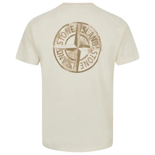 Stone Island Logo Printed Crewneck T-Shirt - Ivory - True Labels