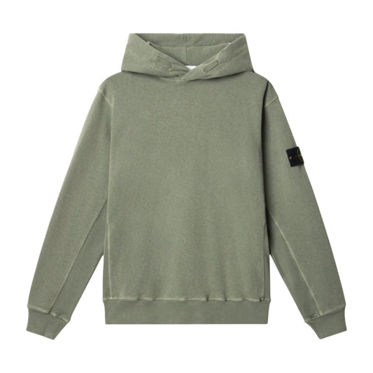 Stone Island Malfile Fleece 'Old' Effect Musk Green Hoodie - True Labels