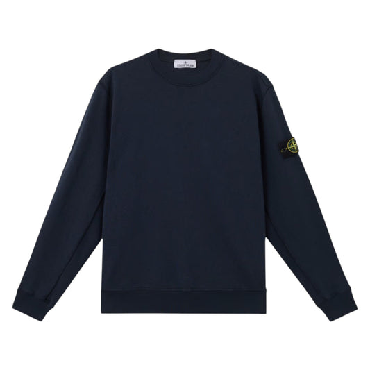 Stone Island Malfile Fleece 'Old' Effect Navy Sweatshirt - True Labels