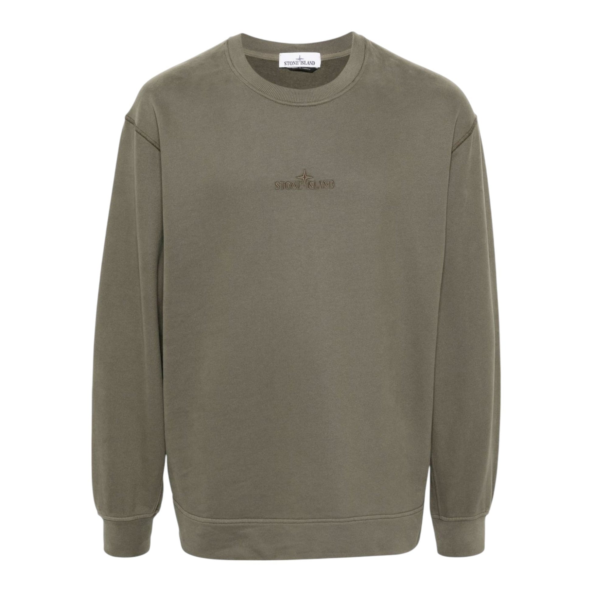 Stone Island Military Green Embroidered Logo Sweatshirt - True Labels