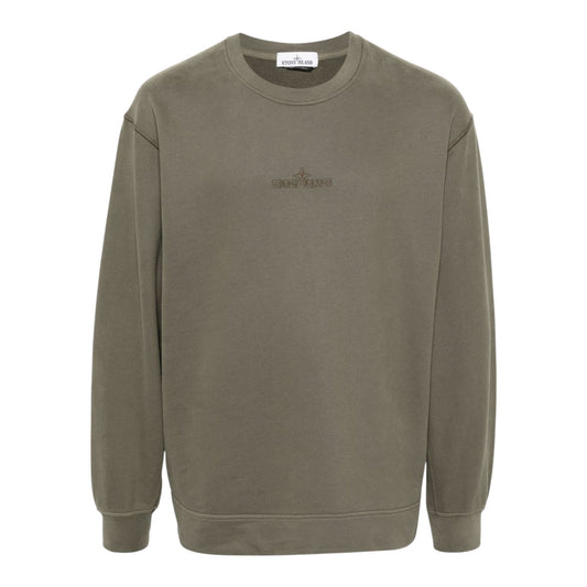 Stone Island Military Green Embroidered Logo Sweatshirt - True Labels