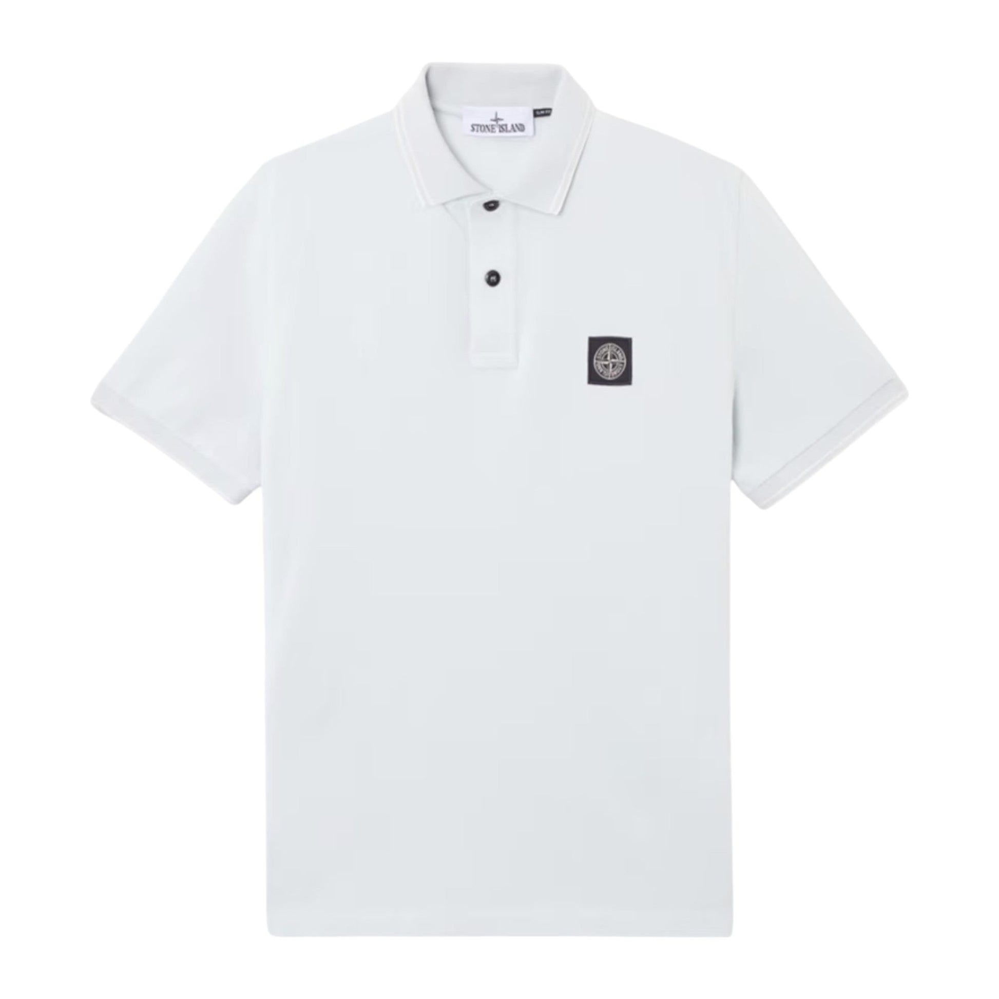 Stone Island Organic Cotton Elastane Pique Sky Blue Polo Shirt - True Labels