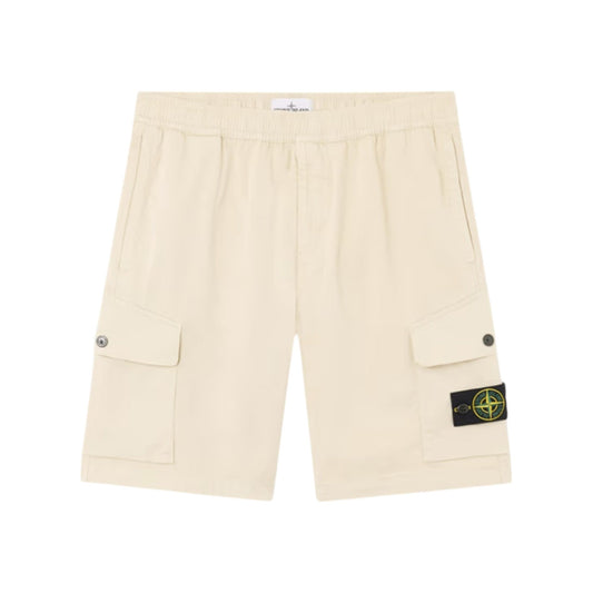 Stone Island Organic Stretch Cotton Satin Sand Shorts - True Labels