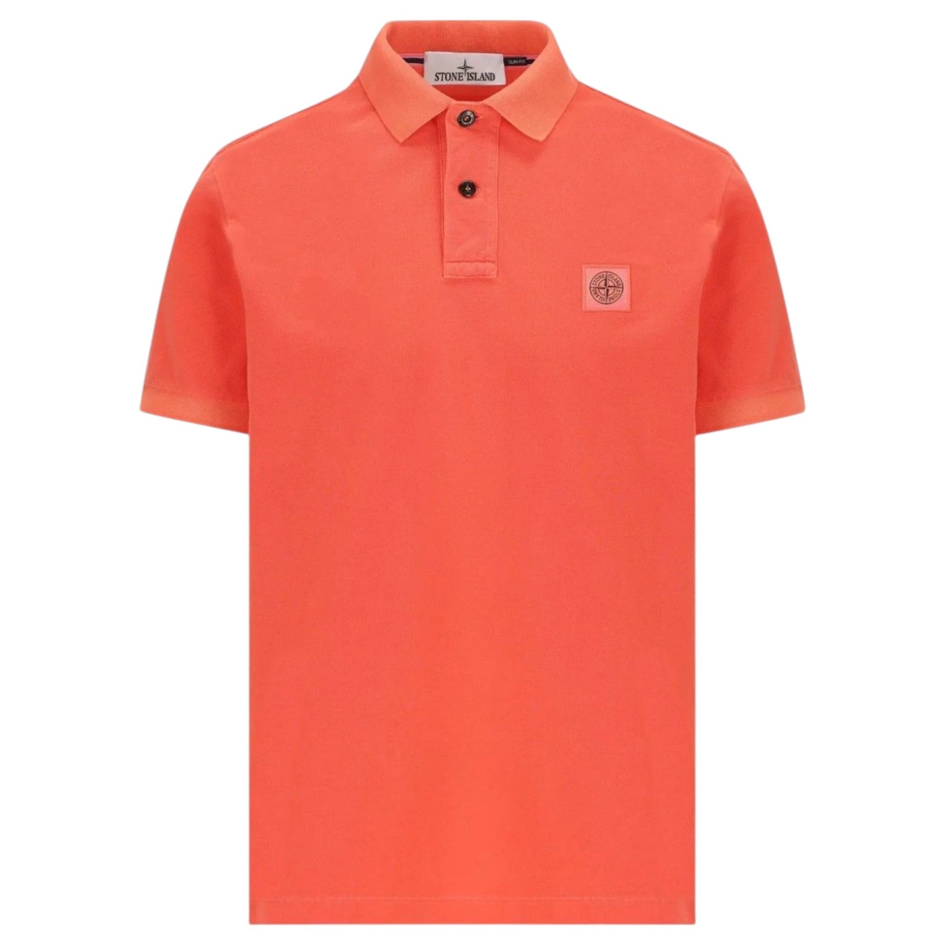 Stone Island Slim Fit Papaya Polo Shirt with Compass Patch - True Labels
