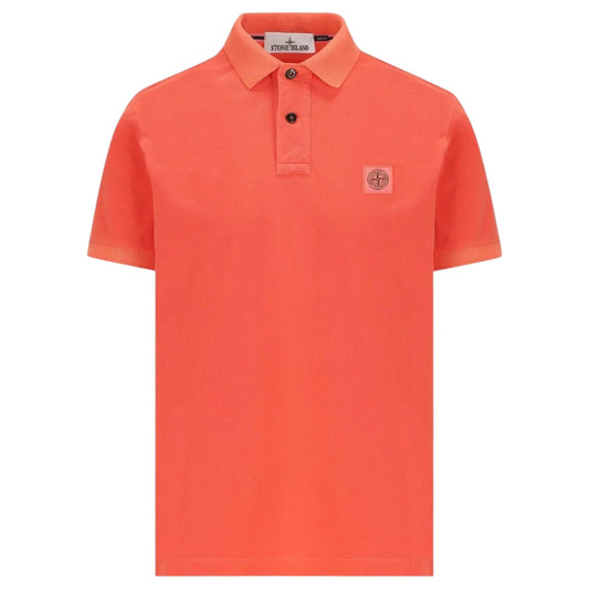 Stone Island Slim Fit Papaya Polo Shirt with Compass Patch - True Labels