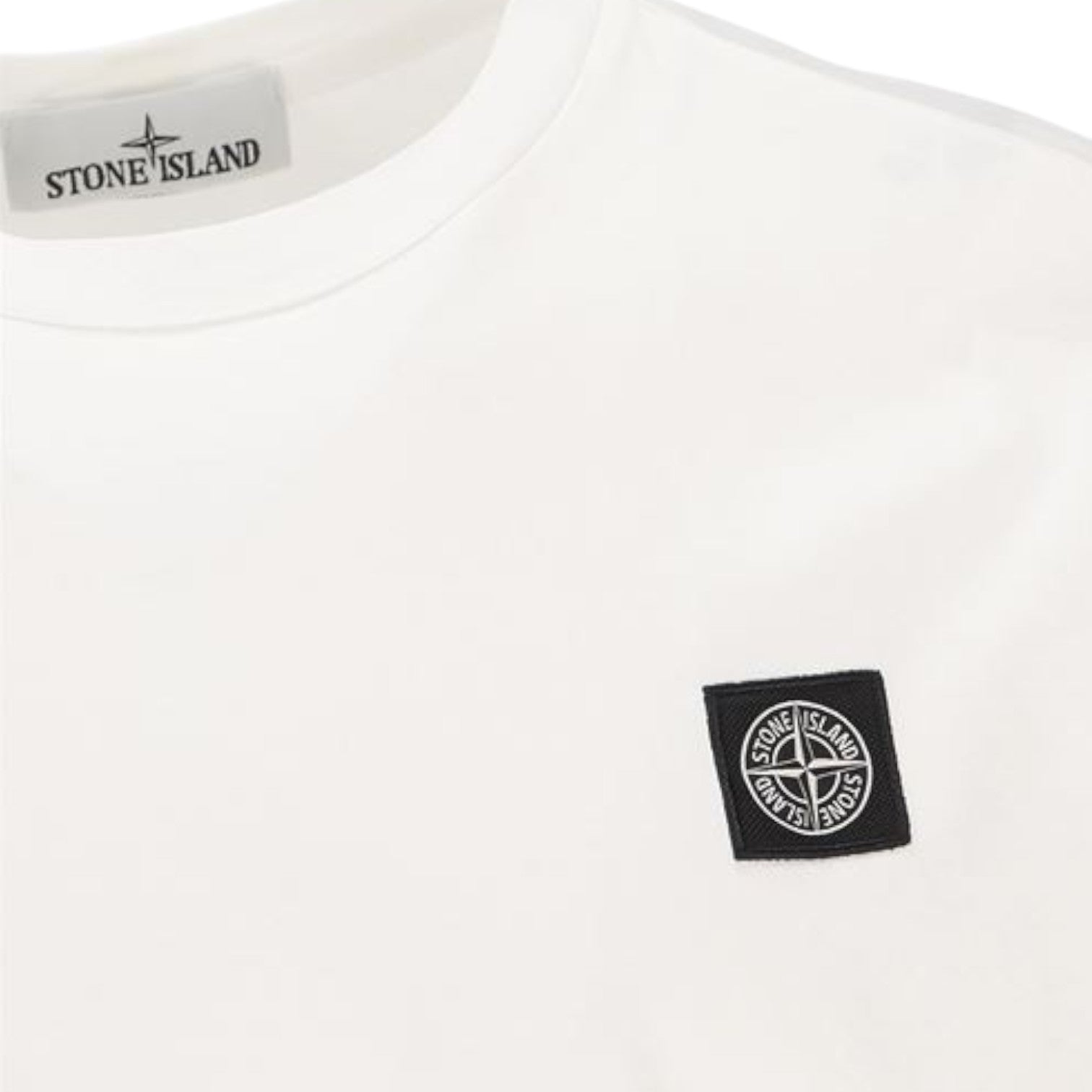 Stone Island, White Compass Patch Crewneck T-Shirt - True Labels