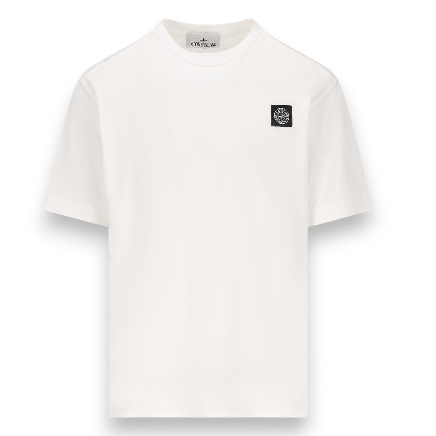 Stone Island, White Compass Patch Crewneck T-Shirt - True Labels